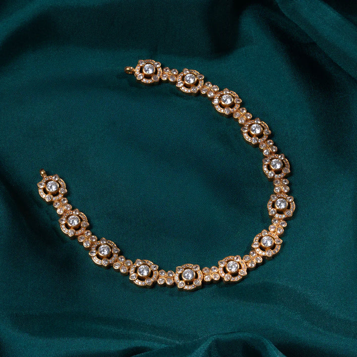 92.5 Silver, Gold Plated Crystal Bloomline Short Necklace