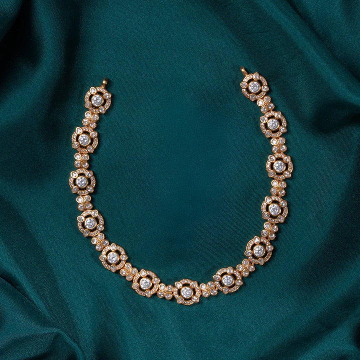 92.5 Silver, Gold Plated Crystal Bloomline Short Necklace