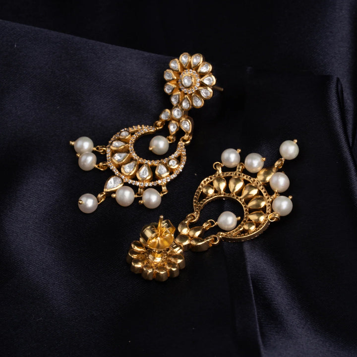 Pure 92.5 Silver, Gold Plated Phoolbali Grace Chandbali