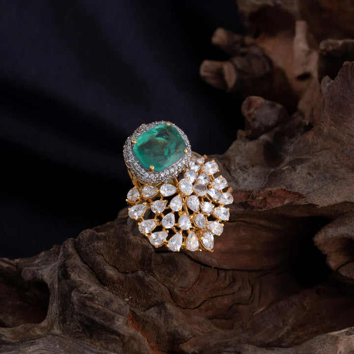Pure 92.5 Silver, Gold Plated Elira Emerald Studs