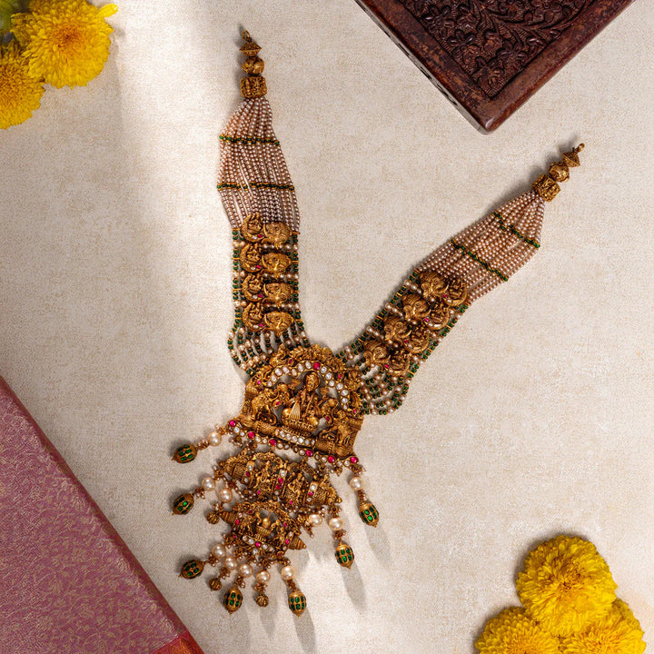 Pure 92.5 Silver Gold-Plated Trideva Alankara Long Necklace