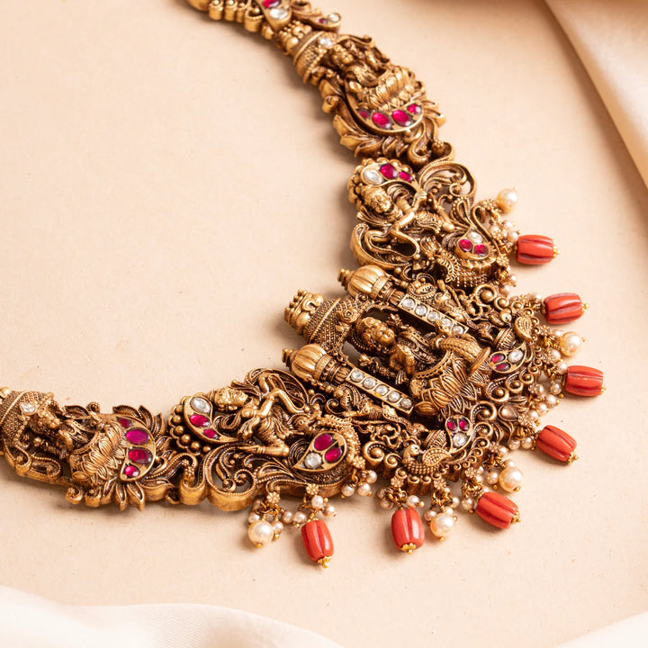 Pure 92.5 Silver, Gold Plated Torana Lakshmi Short Necklace