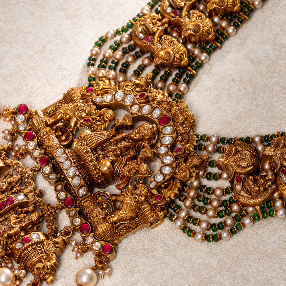 Pure 92.5 Silver Gold-Plated Trideva Alankara Long Necklace