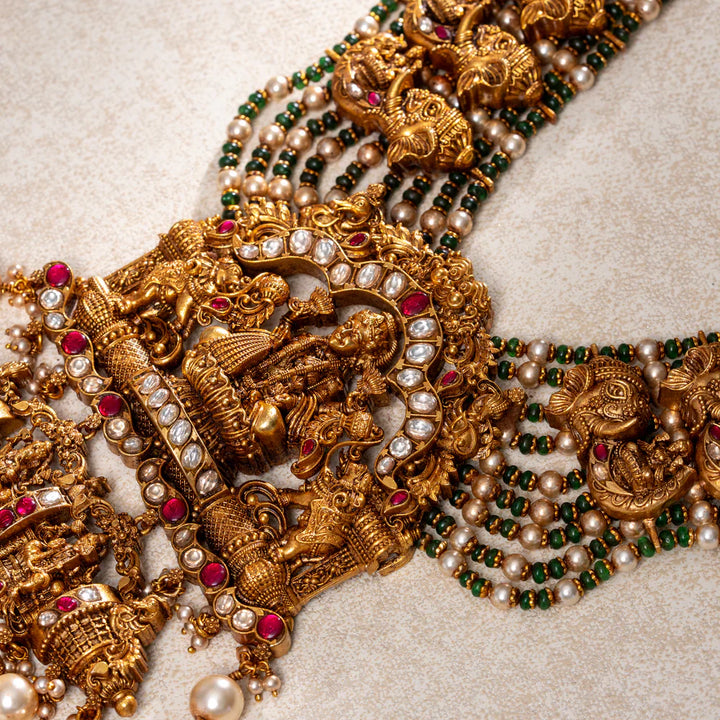 Pure 92.5 Silver Gold-Plated Trideva Alankara Long Necklace