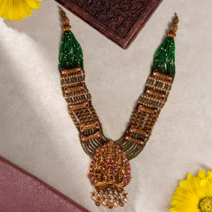 92.5 Silver, 24kt Gold Polish Vishnu's Avtars Long Necklace | SHOBITAM