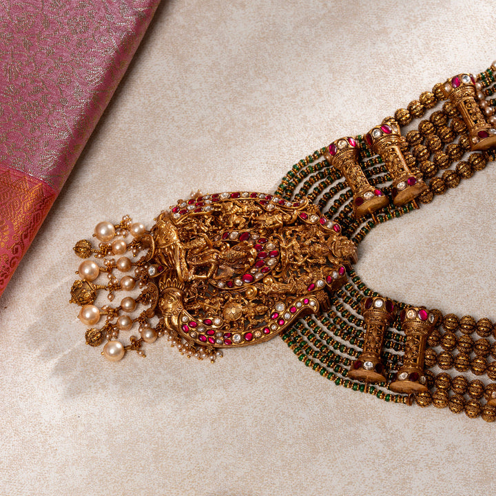 92.5 Silver, 24kt Gold Polish Vishnu's Avtars Long Necklace | SHOBITAM