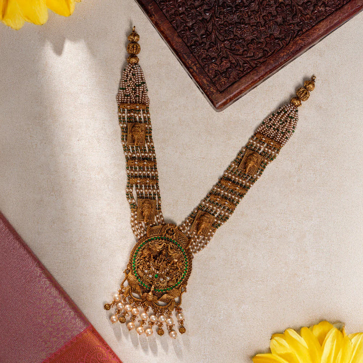 Pure 92.5 Silver Gold-Plated Shri Trilokeshwari Long Necklace