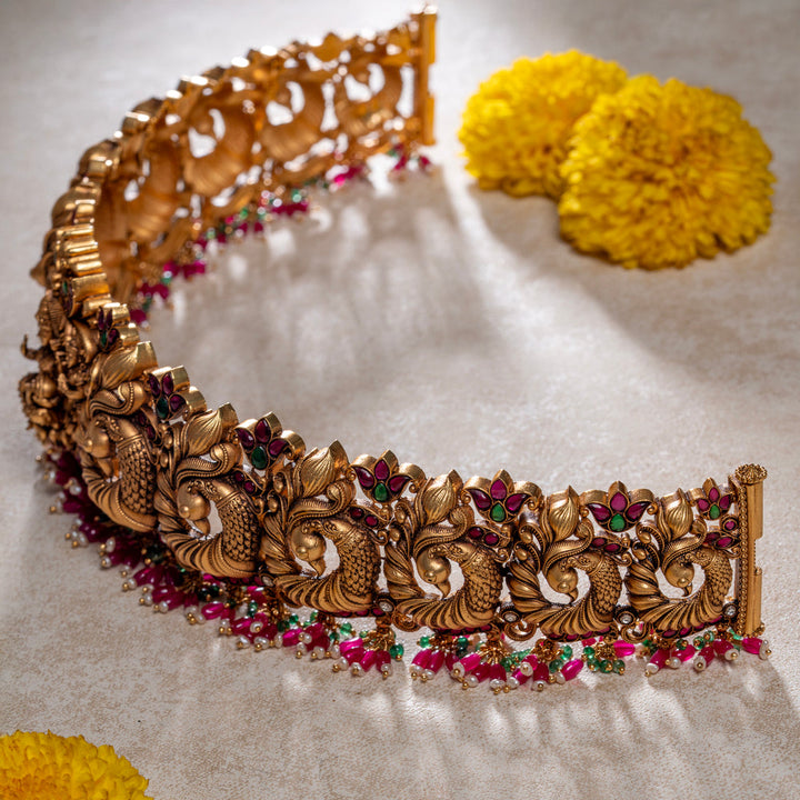 92.5 Silver, 24kt Gold Polish Shriya Kalā Nakash Daab  | SHOBITAM