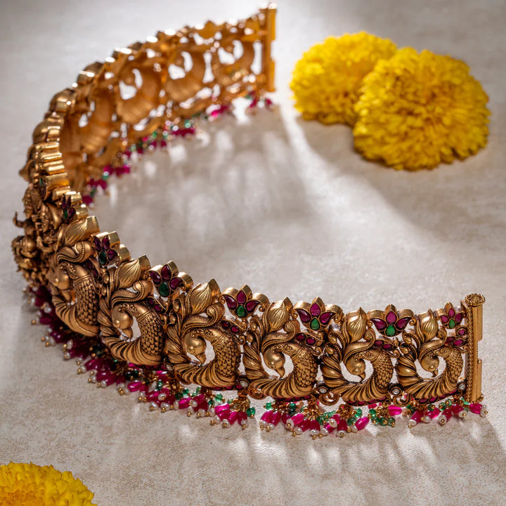 Pure 92.5 Silver, Gold Plated Shriya Kalā Daab Oddiyanam/Hip Belts