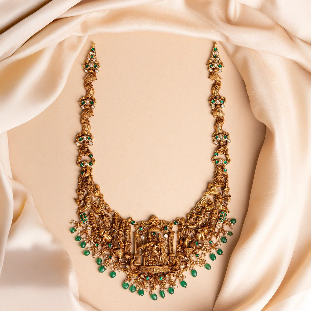 Pure Silver, Gold Plated Nayanika Necklace