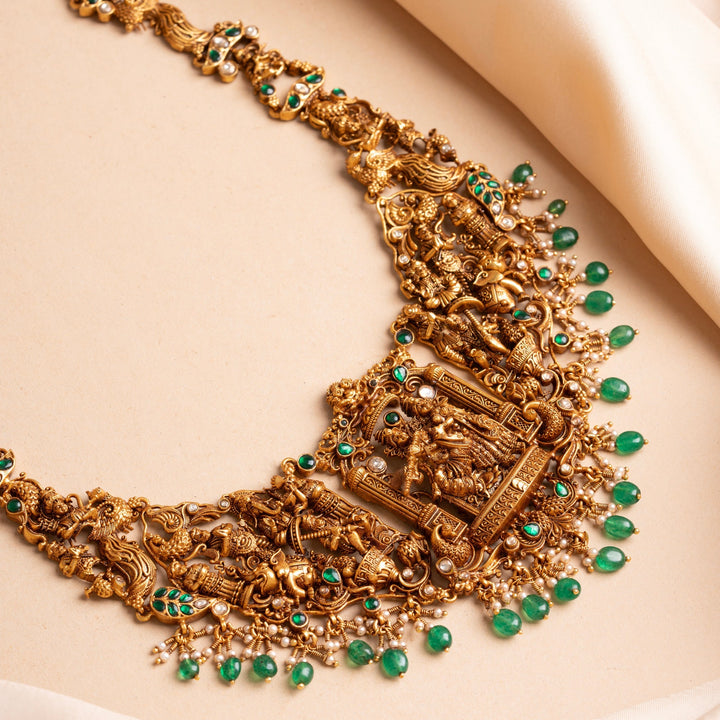 92.5 Silver, Gold Plated Nayanika Nakshi Necklace | SHOBITAM