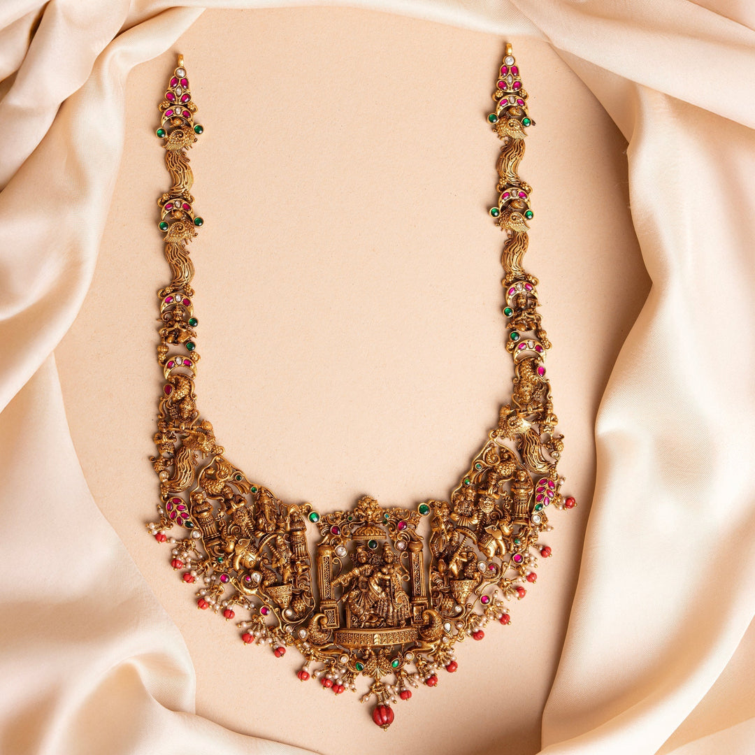 92.5 Silver, Gold Plated Nayanika Nakshi Necklace | SHOBITAM