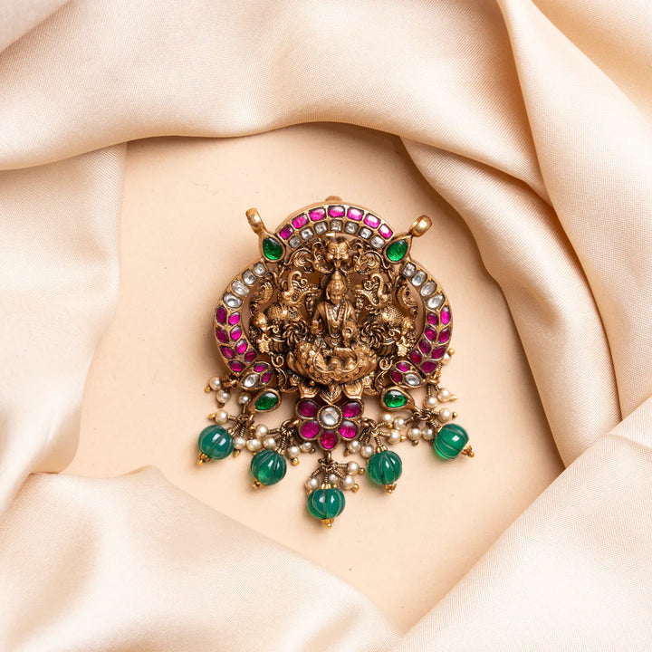 Pure 92.5 Silver, Gold Plated Triveni Devi Pendant