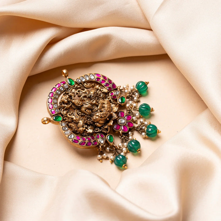 Pure 92.5 Silver, Gold Plated Triveni Devi Pendant