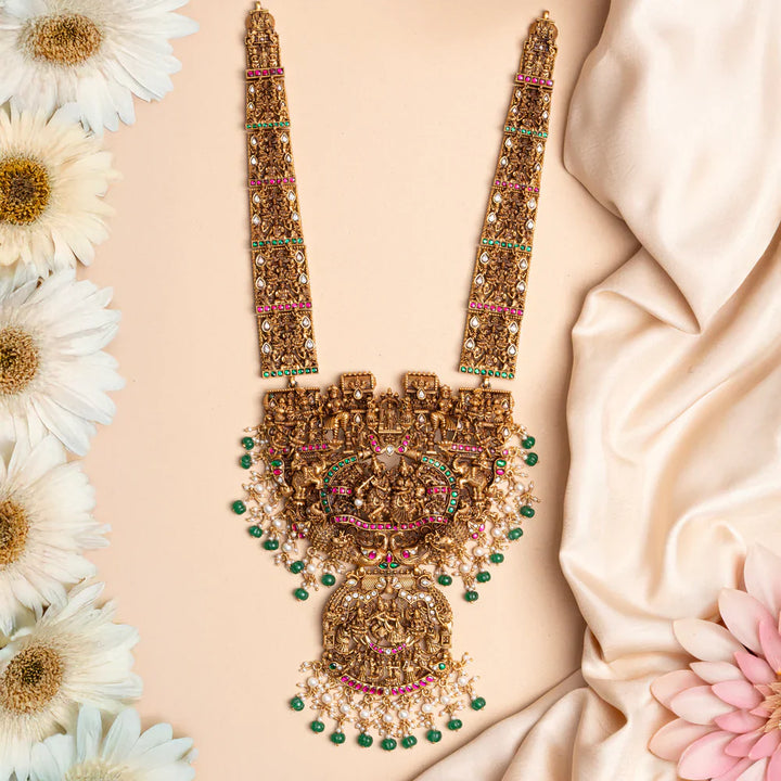 Pure 92.5 Silver, Gold Plated Krishna Raas Leela Haaram