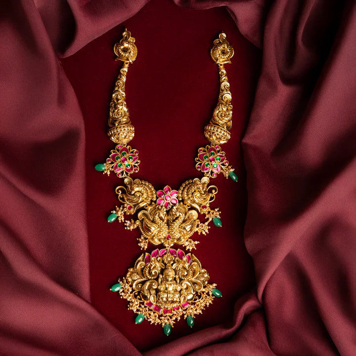 Pure 92.5 Silver, Gold Plated Kalasha Shakti Necklace Set