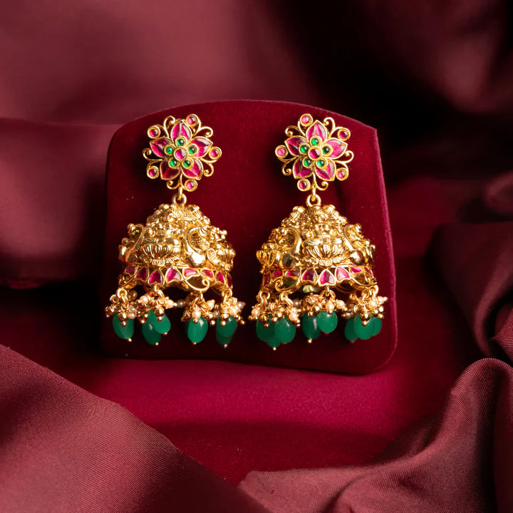 Pure 92.5 Silver, Gold Plated Kalasha Shakti Necklace Set
