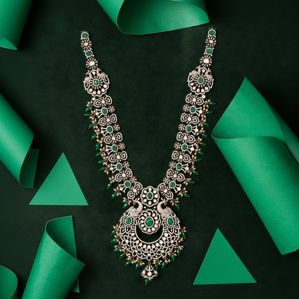 92.5 Silver, Gold Plated Zamormud Victorian Necklace