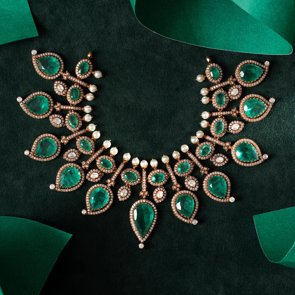 Pure 92.5 Silver, Gold Plated Nectar of Kings Necklace Set