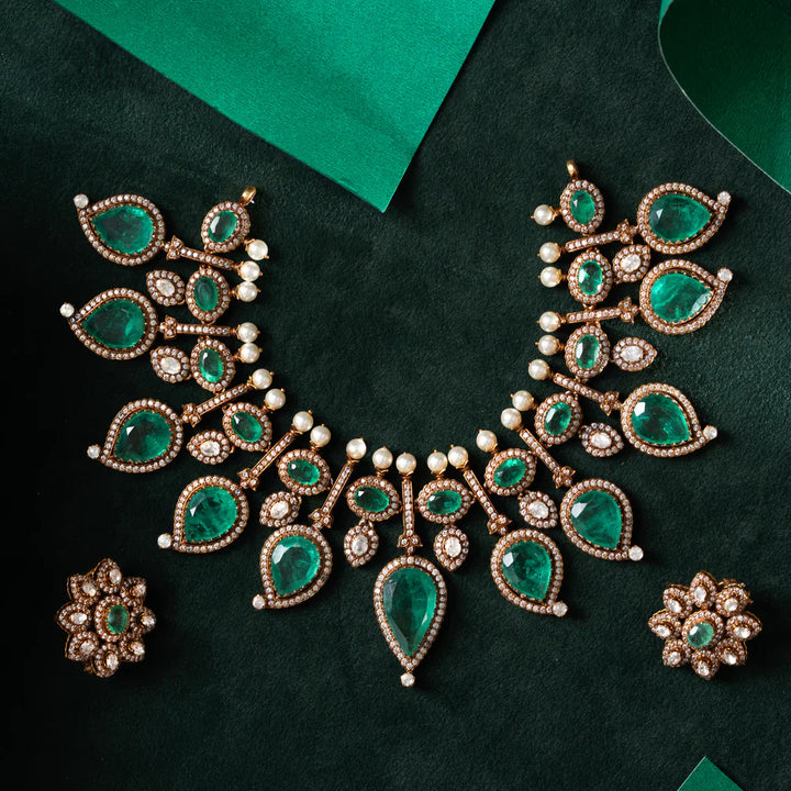 Pure 92.5 Silver, Gold Plated Nectar of Kings Necklace Set