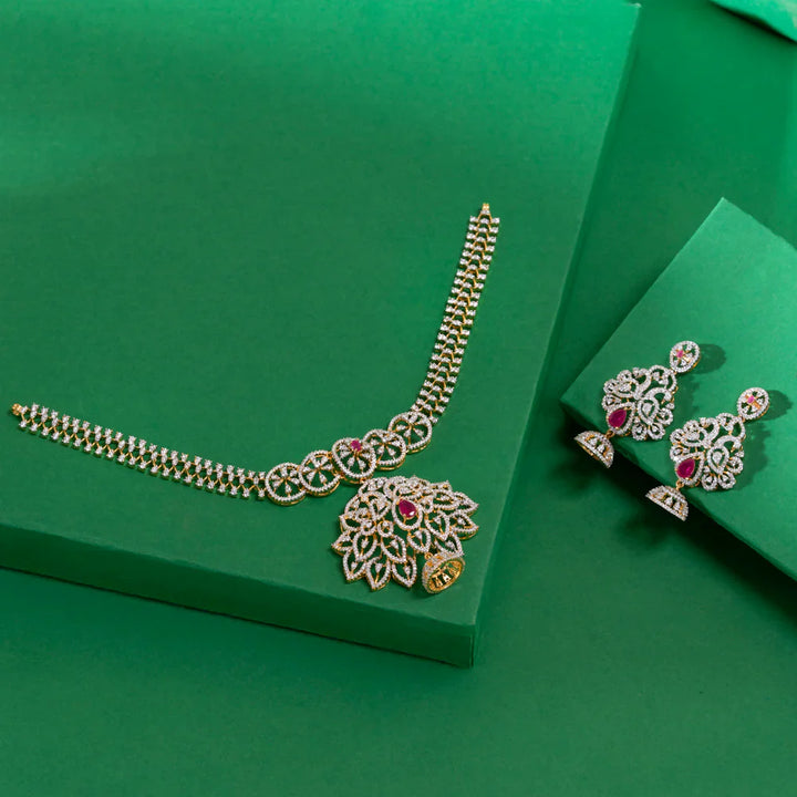 Pure 92.5 SilverGold Plated  Leela Necklace Set