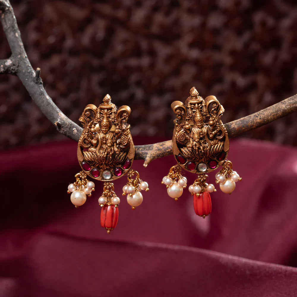 Pure 92.5 Silver, Gold Plated Santaneshwari Studs