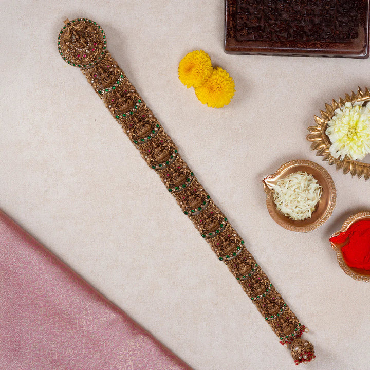 Pure 92.5 Silver, Gold Plated Gajalakshmi Mayura Jada