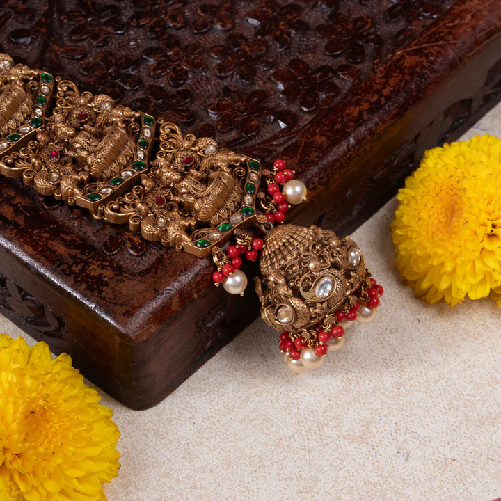 Pure 92.5 Silver, Gold Plated Gajalakshmi Mayura Jada