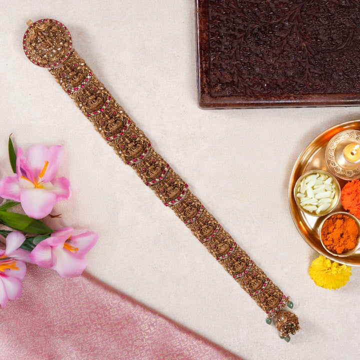 Pure 92.5 Silver, Gold Plated Gajalakshmi Mayura Jada