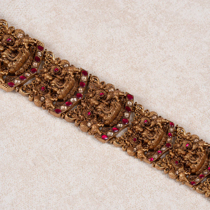 Pure 92.5 Silver, Gold Plated Gajalakshmi Mayura Jada