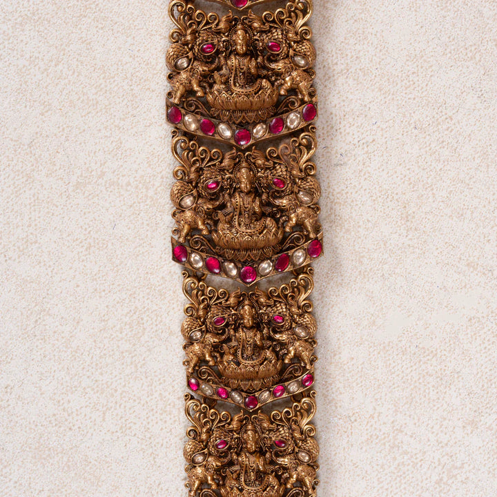 Pure 92.5 Silver, Gold Plated Gajalakshmi Mayura Jada