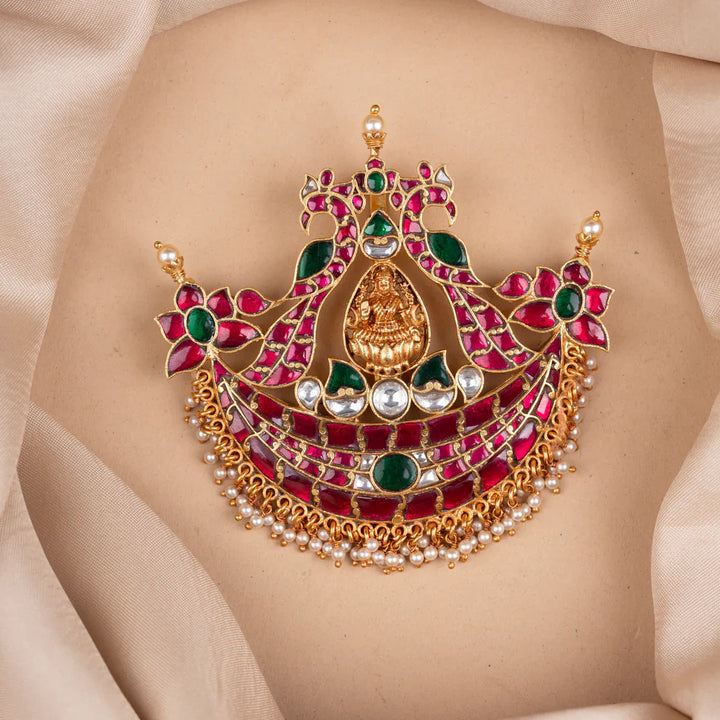 Pure 92.5 Silver, Gold Plated Sri Kanchan Mayil Pendant