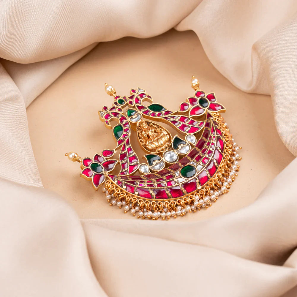 Pure 92.5 Silver, Gold Plated Sri Kanchan Mayil Pendant