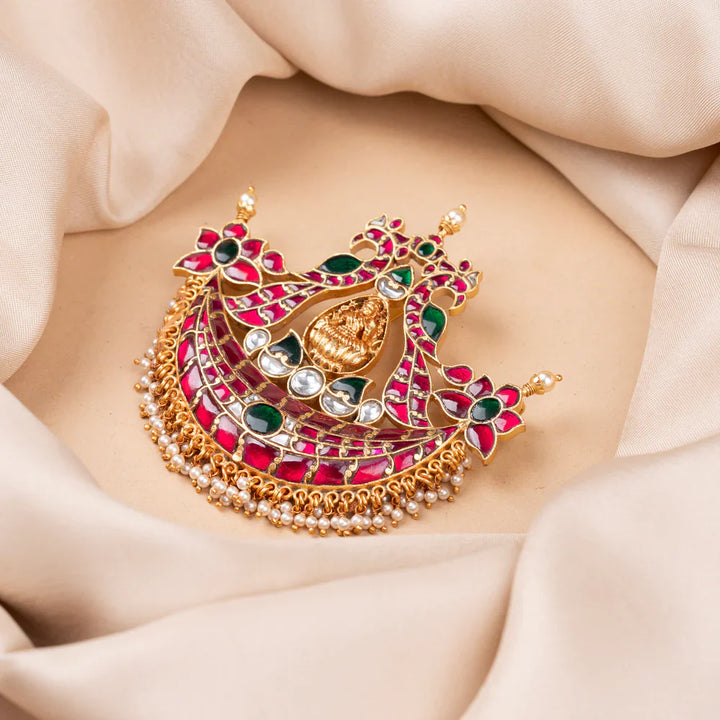 Pure 92.5 Silver, Gold Plated Sri Kanchan Mayil Pendant