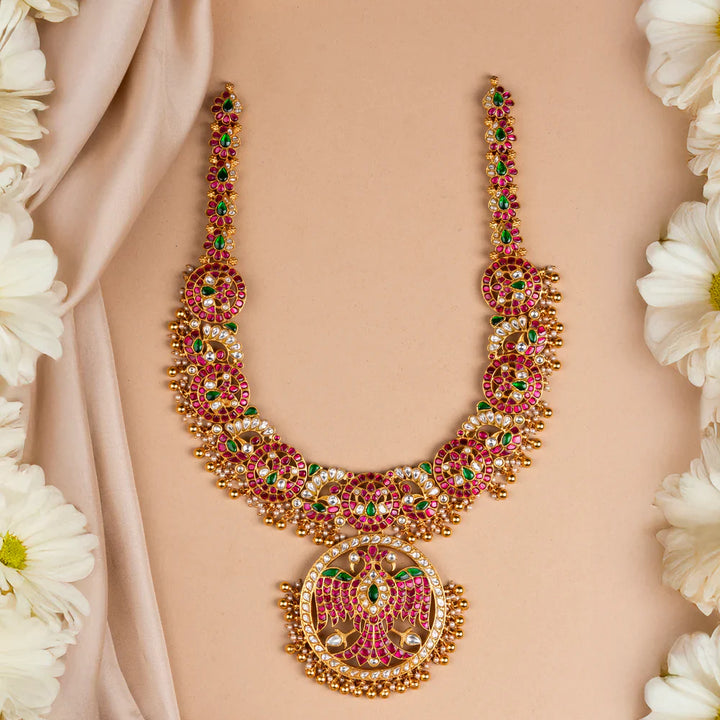 Pure 92.5 Silver, Gold Plated Gandha Raj Kundan Haaram