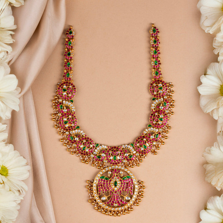 92.5 Silver, 24kt Gold Polish Gandha Raj Kundan Haaram | SHOBITAM