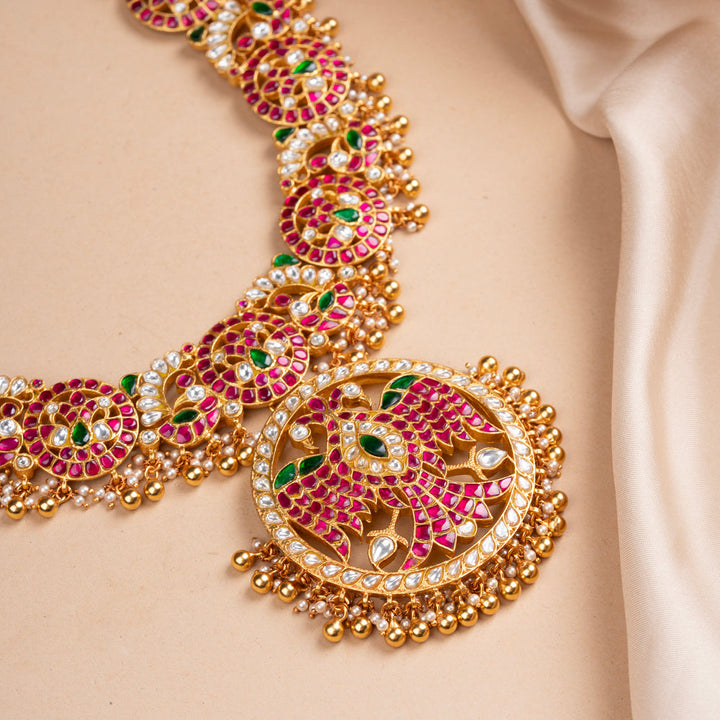 92.5 Silver, 24kt Gold Polish Gandha Raj Kundan Haaram | SHOBITAM