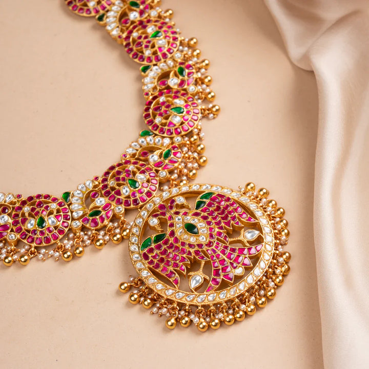 Pure 92.5 Silver, Gold Plated Gandha Raj Kundan Haaram