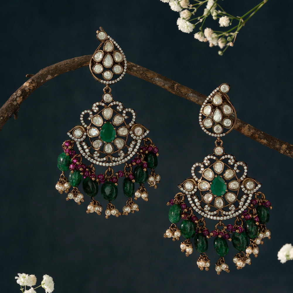 92.5 Silver, Gold Plated, Mirnali Victorian Danglers | SHOBITAM