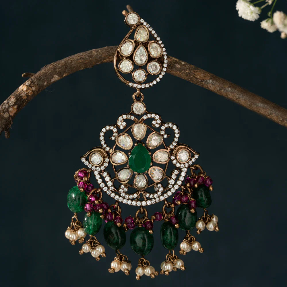 Pure 92.5 Silver, Gold Plated Mirnali Victorian Danglers