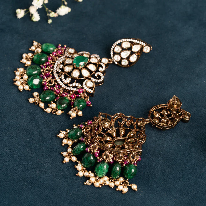 Pure 92.5 Silver, Gold Plated Mirnali Victorian Danglers