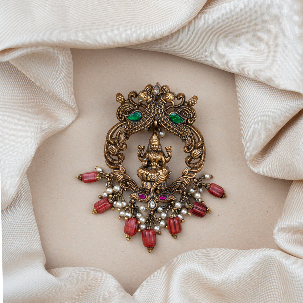 92.5 Silver, Gold Plated Mayura Varnika Pendant | SHOBITAM