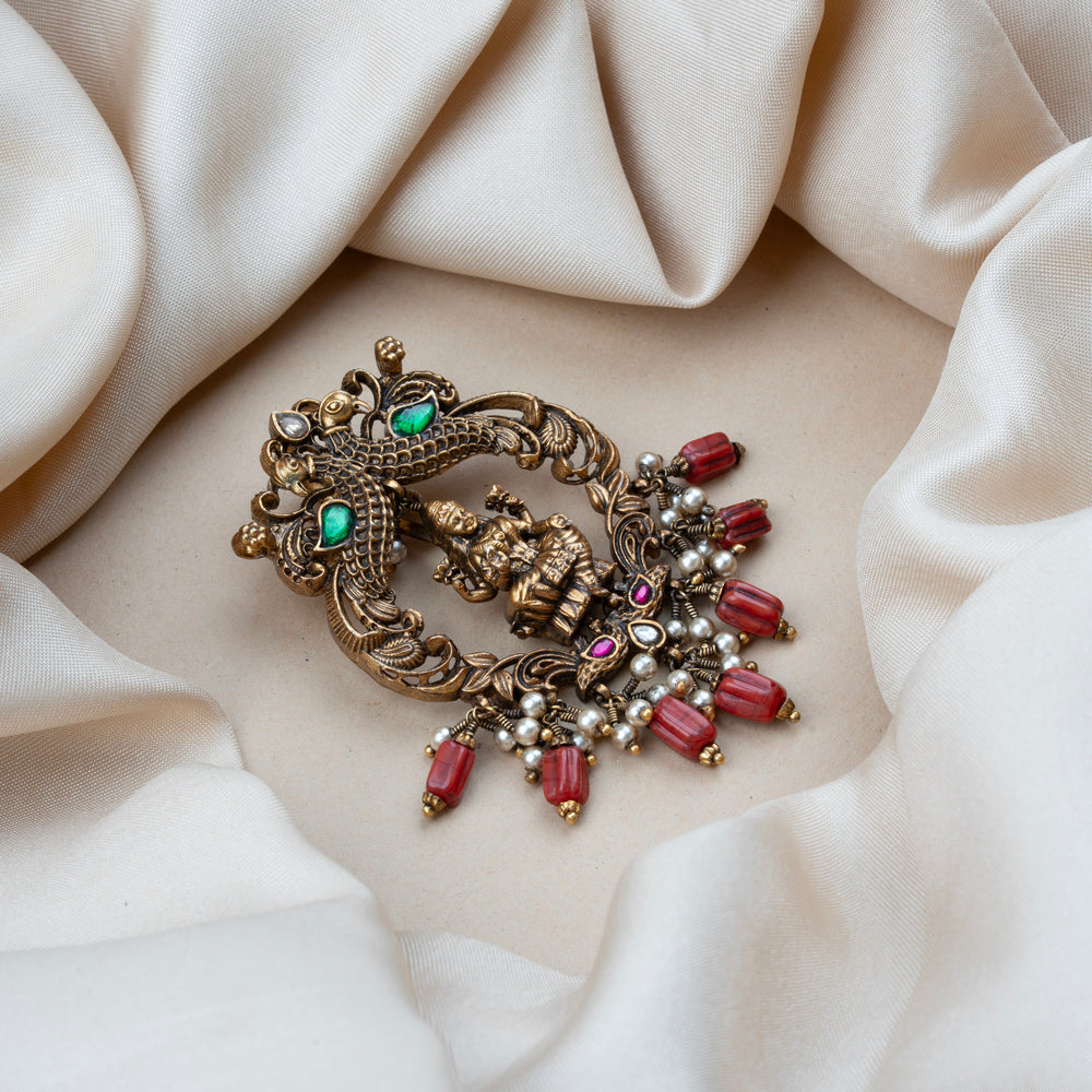 92.5 Silver, Gold Plated Mayura Varnika Pendant | SHOBITAM