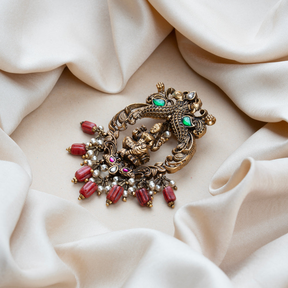 92.5 Silver, Gold Plated Mayura Varnika Pendant | SHOBITAM