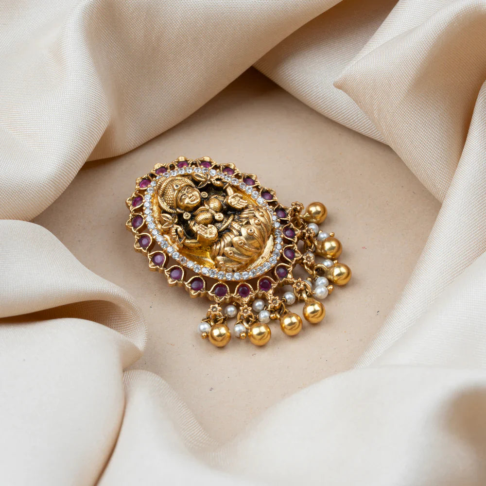 Pure 92.5 Silver, Gold Plated Shri Hemamalini Pendant