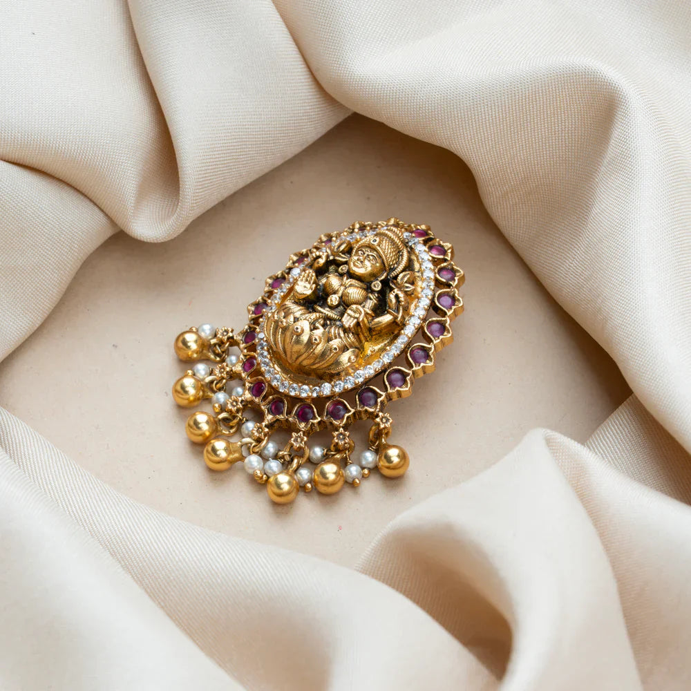 Pure 92.5 Silver, Gold Plated Shri Hemamalini Pendant
