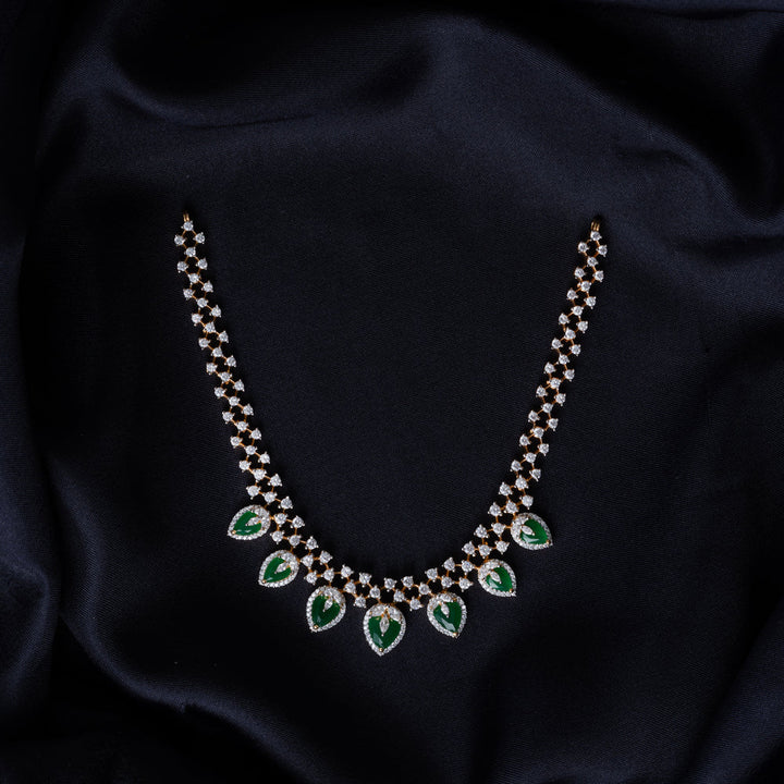 Pure 92.5 Silver, Gold Plated Naveli Diamond Short Necklace