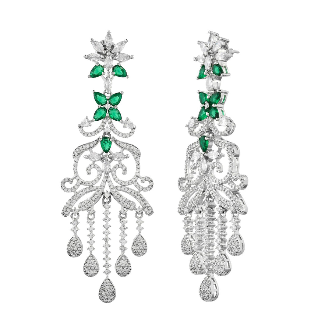 Sparkling Elegance Dazzling American Diamond Teardrop Dangler Earrings  | SHOBITAM