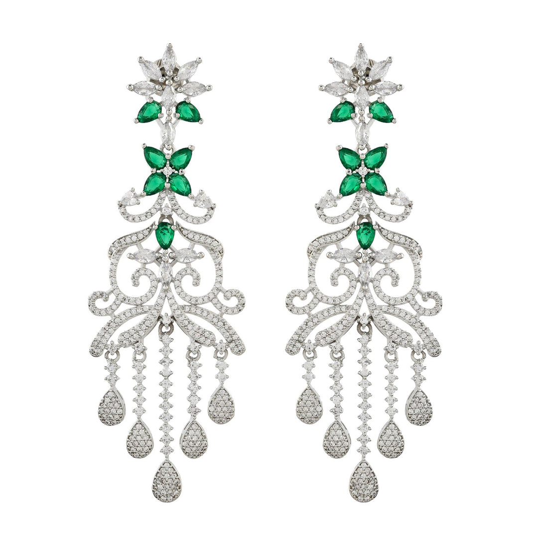 Sparkling Elegance Dazzling American Diamond Teardrop Dangler Earrings  | SHOBITAM