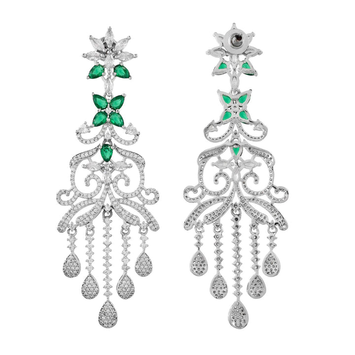 Sparkling Elegance Dazzling American Diamond Teardrop Dangler Earrings  | SHOBITAM